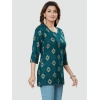 Generic Women's Casual 3/4 Sleeves Printed Rayon Short Top (Green)