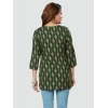 Generic Women's Casual 3/4 Sleeves Printed Rayon Short Top (Green)