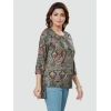Generic Women's Casual 3/4 Sleeves Printed Rayon Short Top (Multicolor)