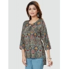 Generic Women's Casual 3/4 Sleeves Printed Rayon Short Top (Multicolor)