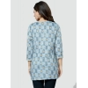 Generic Women's Casual 3/4 Sleeves Printed Rayon Short Top (Blue)