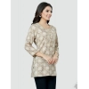 Generic Women's Casual 3/4 Sleeves Printed Rayon Short Top (Beige)