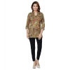 Generic Women's Casual 3/4 Sleeves Printed Rayon Short Top (Beige)