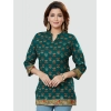Generic Women's Casual 3/4 Sleeves Printed Rayon Short Top (Green)
