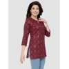 Generic Women's Casual 3/4 Sleeves Printed Rayon Short Top (Maroon)