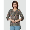 Generic Women's Casual 3/4 Sleeves Printed Rayon Short Top (Multicolor)