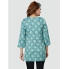 Generic Women's Casual 3/4 Sleeves Printed Rayon Short Top (Blue)