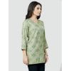 Generic Women's Casual 3/4 Sleeves Printed Rayon Short Top (Green)