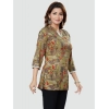 Generic Women's Casual 3/4 Sleeves Printed Rayon Short Top (Beige)