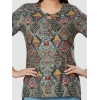Generic Women's Casual 3/4 Sleeves Printed Rayon Short Top (Multicolor)