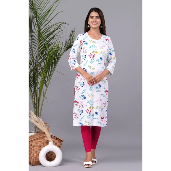 Generic Women's Casual 3/4 Sleeve Printed Rayon Kurti (White) Generic Women's Casual 3/4 Sleeve Printed Rayon Kurti (White)