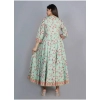 Generic Women's Casual 3/4 Sleeve Printed Rayon Anarkali Gown (Pista Green)