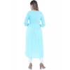 Generic Women's Casual 3/4 Sleeve Embroidered Rayon Anarkali Gown (Blue)