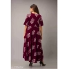 Generic Women's Casual Half Sleeve Floral Printed Rayon Anarkali Gown (Brown)