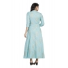 Generic Women's Casual 3/4 Sleeve Floral Printed Rayon Anarkali Gown (Aqua Blue)