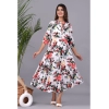 Generic Women's Casual 3/4 Sleeve Printed Rayon Anarkali Gown (White)