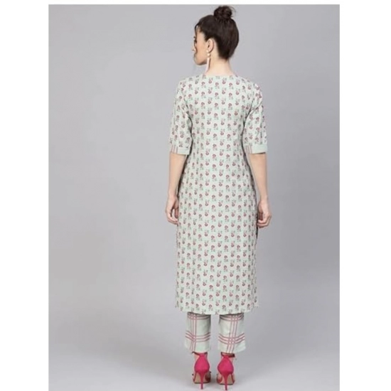 Generic Women's Casual 3/4 Sleeve Printed Rayon Kurti Set (Green) Generic Women's Casual 3/4 Sleeve Printed Rayon Kurti Set (Green)