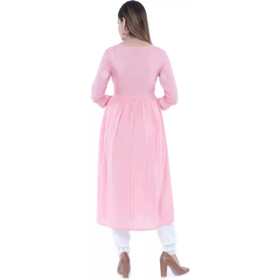 Generic Women's Casual 3/4 Sleeve Embroidered Rayon Anarkali Gown (Pink) Generic Women's Casual 3/4 Sleeve Embroidered Rayon Anarkali Gown (Pink)