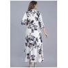 Generic Women's Casual 3/4 Sleeve Printed Rayon Anarkali Gown (White)