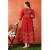 Generic Women's Casual 3/4 Sleeve Printed Rayon Anarkali Gown (Red)