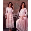 Generic Women's Casual 3/4 Sleeve Embroidered Rayon Anarkali Gown (Pink)