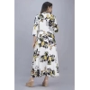Generic Women's Casual 3/4 Sleeve Printed Rayon Anarkali Gown (Yellow)