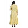 Generic Women's Casual 3/4 Sleeve Floral Printed Rayon Anarkali Gown (Yellow)