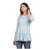 Generic Women's Casual 3/4 Sleeve Printed Rayon Top (Blue)