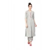 Generic Women's Casual 3/4 Sleeve Printed Rayon Kurti Set (Green)