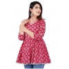 Generic Women's Casual 3/4 Sleeve Printed Rayon Top (Pink)