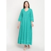 Generic Women's Casual 3/4th Sleeve Chikan Embroidery Cotton Kurti (Sea Green)