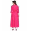 Generic Women's Casual 3/4th Sleeve Chikan Embroidery Cotton Kurti (Pink)