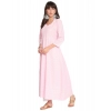 Generic Women's Casual 3/4th Sleeve Chikan Embroidery Cotton Kurti (Pink)