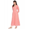 Generic Women's Casual 3/4th Sleeve Chikan Embroidery Cotton Kurti (Peach)