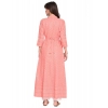 Generic Women's Casual 3/4th Sleeve Chikan Embroidery Cotton Kurti (Peach)