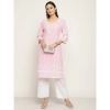 Generic Women's Casual 3/4th Sleeve Printed Cotton Kurti (Pink)