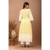 Generic Women's Casual 3/4th Sleeve Embroidered Cotton Kurti Set (Yellow)