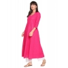 Generic Women's Casual 3/4th Sleeve Chikan Embroidery Cotton Kurti (Pink)
