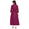 Generic Women's Casual 3/4th Sleeve Chikan Embroidery Cotton Kurti (Majenta)