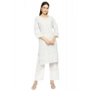 Generic Women's Casual 3/4th Sleeve Printed Cotton Kurti (Light Grey)