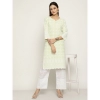 Generic Women's Casual 3/4th Sleeve Printed Cotton Kurti (Light green)