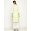 Generic Women's Casual 3/4th Sleeve Printed Cotton Kurti (Light green)