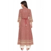 Generic Women's Casual 3/4th Sleeve Chikan Embroidery Cotton Kurti (Red)