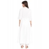 Generic Women's Casual 3/4th Sleeve Embroidered Cotton Kurti (White)