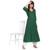 Generic Women's Casual 3/4th Sleeve Chikan Embroidery Cotton Kurti (Green)