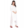 Generic Women's Casual 3/4th Sleeve Chikan Embroidery Cotton Kurti (White)