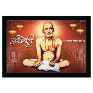 Generic Shri Gajanan Maharaj Painting Vinyl Sparkle Coated with Synthetic Photo Frame (Multicolor)