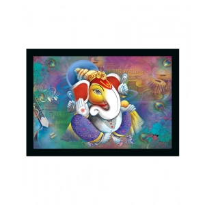 Generic Ganesh Photo with Synthetic Photo Frame (Multicolor)