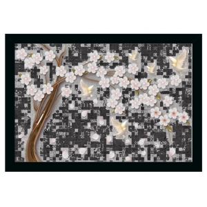 Generic Flower Painting Vinyl Sparkle Coated with Synthetic Photo Frame (Multicolor)