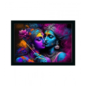 Generic Radha Krishna Painting with Synthetic Photo Frame (Multicolor)